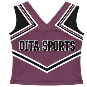 Haut d'uniforme de cheerleading bordeaux sans manches, col en V, pour femmes et filles, idéal pour les spectacles de danse d'équipe et les compétitions - Product Image 1
