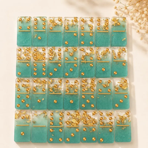 Handmade Resin <b>Domino</b> <b>Set</b> | Ocean-Inspired <b>Dominoes</b> | Luxury Game <b>Set</b> - Product Image 2