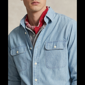 Chemise décontractée pour homme avec poches, en denim, logo personnalisé, manches longues, prix abordables pour la vente en ligne - Product Image 4