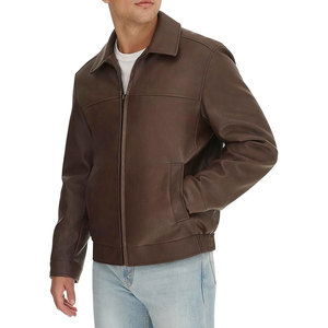 Custom Men's Genuine Leather <b>Canvas</b> <b>Jacket</b> with Front Logo Wholesale Casual Style for Winter Season OEM Service Available - Product Image 1
