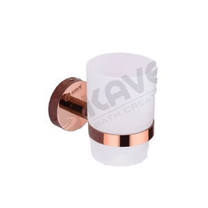 Ensemble de 5 accessoires de salle de bain en acier inoxydable poli de haute qualité, couleur or rose, durables, à montage mural, organisateur de salle de bain en gros - Product Image 1