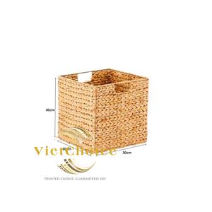 Cesta de Almacenamiento Cuadrada de Ratán Vietnamita Hecha a Mano VietChoice 30x30x30cm, Organizador Minimalista para Sala de Estar - Product Image 1