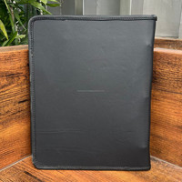 Portafolio de cuero de vaca con cremallera, carpeta de Padfolio A4, Carpeta de 3 anillas con bolsillo para tableta, carpeta de cartera con cremallera