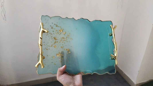 Plateau de service artisanal en résine à 3 niveaux avec sous-verres, en bois de haute qualité, personnalisé pour la maison, les restaurants et les occasions culinaires indiennes - Product Image 3