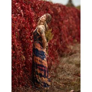 Hermoso Vestido Maxi Bohemio con Cuello Halter, Largo hasta el Suelo, Holgado, con Tirantes Finos, Estilo Veraniego, de Viscosa, para Mujer Adulta, Vestido de Fiesta Natural - Product Image 2