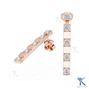 Boucles d'oreilles pendantes en diamant CVD cultivé en laboratoire, avec accent en or et diamants alternés, en or massif 14 carats, bijoux de luxe pour femme, pour soirée - Product Image 6