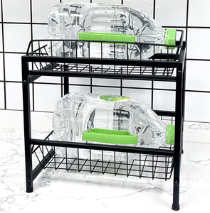 OEM/ODM Vietnam Double Layer Dish Drying Rack Metal Under Sink Organizer with Fruit <b>Vegetable</b> Storage Basket Shelf - Product Image 3