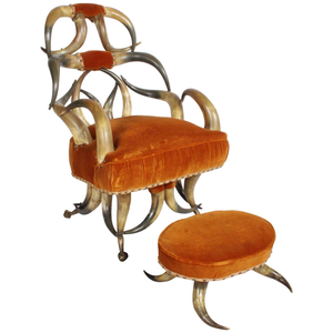 Fauteuil lounge en corne de buffle style vintage, meuble décoratif en bois fait main, fauteuil relaxant pour la maison - Product Image 4