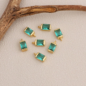 Gold Plated Rectangle Apatite Quartz Charms <b>Emerald</b> Cut Channel Setting Jewelry <b>Pendants</b> Unisex Classic Style - Product Image 1