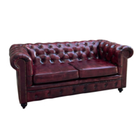 Sofá de Cuero Chesterfield Rojo Oxford de 2 Plazas, de Primera Calidad, Más Vendido en 2024, para Comedor y Sala de Estar