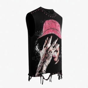 Custom Graphic Printed Tank <b>Top</b> Vintage <b>Distressed</b> Style Sleeveless T Shirt New Trendy Streetwear Design Unisex OEM Wholesale - Product Image 4