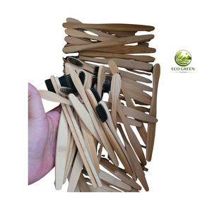 Brosse à dents jetable de luxe naturelle à poils souples au charbon de bois, blanche, biodégradable, taille standard pour adulte, usage domestique - Product Image 4