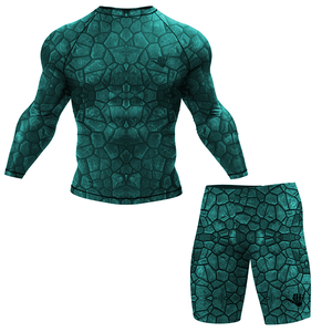 Conjunto Deportivo de 2 Piezas con Estampado Geométrico Personalizado, Compresión, Secado Rápido, Cuello Redondo, Manga Tres Cuartos, para Gimnasio, con Estampado Animal - Product Image 3