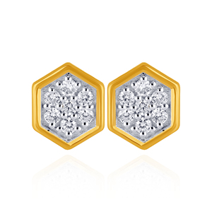 Modernos Pendientes de Diamantes con Corte Brillante Redondo en Oro Amarillo, Diamantes Naturales para Uso Diario de Mujeres - Product Image 1