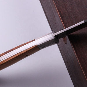 Cuchillo de bolsillo de acero damasco de 110 capas, herramienta plegable para camping y actividades al aire libre con mango de madera, cuero, DIY, OEM, personalizable - Product Image 4