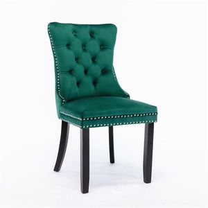 Collezione Moderna di Alta Gamma: Set di 2 Sedie da Pranzo Contemporanee in Velluto con Gambe in Legno Massello e Finitura con Borchie - Product Image 3