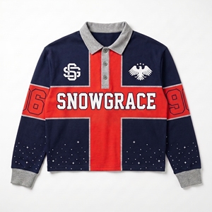 Maillot de football Snowgrace à manches longues, impression sublimée, col rabattu, manches longues, unisexe, adulte, coupe classique, toutes saisons - Product Image 1