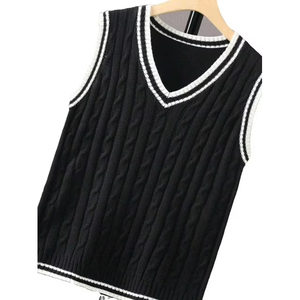 Pull en maille torsadée pour homme, 100 % coton, col en V, haute qualité, anti-boulochage, respirant, décontracté, avec logo, hiver, prix abordables - Product Image 6