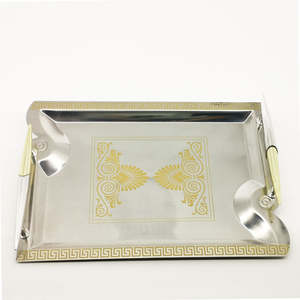 Plateau de service rond décoratif en métal avec poignée pour gâteaux, desserts, table à manger, décoration de la maison, cadeau, hôtel, restaurant, plateau de présentation - Product Image 2