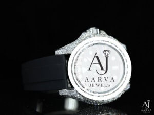 AARVA JEWELS Montre mécanique en acier inoxydable avec incrustation de diamants, cadran analogique de 30 mm, boîtier en cristal, bijoux de luxe, cadeau unisexe - Product Image 2