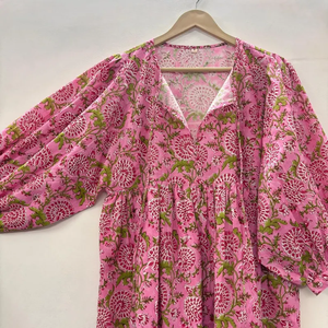 Vestido Casual Midi para Mujer, Tejido 100% Algodón, Liso, Manga Corta, Cintura Imperio, Estilo Babydoll, Cuello en V, Holgado, Funcional - Product Image 4