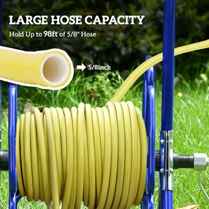 Carrello Avvolgitubo da Giardino Portatile Blu in PP, Porta Tubo Acqua Retrattile, Contiene fino a 30 Metri di Tubo da 15 mm (Tubo Non Incluso) - Product Image 4