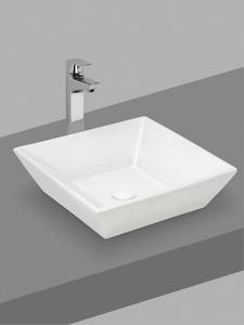 Luxury Square Table Top Ceramic Primal Wash Basin Glossy White Counter Mounted Bathroom Vessel <b>Sink</b> Sleek Lavatory Washing Bowl - Product Image 1