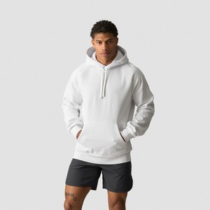 Sudadera con Capucha Blanca para Hombre, Corte Regular, Color Sólido, Casual, Manga Raglán, 100% Algodón, Transpirable, Ecológica, 300g - Product Image 1