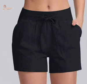 Nouveaux shorts en coton vintage respirants à taille haute pour femmes, vente en gros, couleur unie, décontractés - Product Image 1