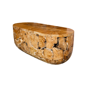 Table basse ovale en racine de teck rustique ARTERRA, meubles de salon en bois naturel de luxe, fabriqués à la main, espace convivial - Product Image 2