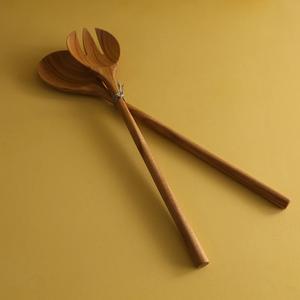 Juego de 2 utensilios de madera para servir ensalada, diseño de mango, al mejor precio de fábrica. - Product Image 6