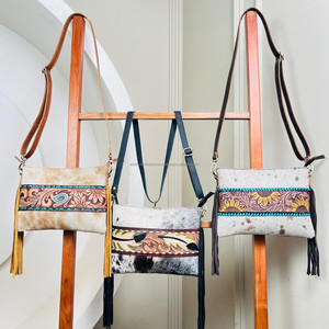 Grand sac à main à bandoulière pour femmes avec cheveux Boho sac à bandoulière à franges en cuir de vachette usiné à la main de haute qualité pour femmes - Product Image 4