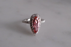 Bague de cocktail grenat pour femme, en argent 925 plaqué or 18 carats, sertie pavé en forme de poire, bijou glamour pour fiançailles - Product Image 4