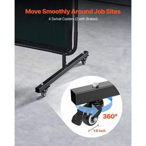 Cortina de Soldadura de Vinilo Resistente al Fuego de 3 Paneles, 6 x 8 Pies, 12 Ruedas, Protección UV de 6 Niveles, Protector de Color Verde Oscuro - Product Image 3