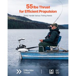 Motore elettrico traina 12V per kayak barche da pesca 55 libbre spinta GPS telecomando a 10 velocità indicatore batteria LCD 54 pollici - Product Image 2