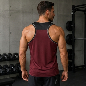 Men <b>Sports</b> <b>Tank</b> <b>Top</b> Lightweight Performance Fabric Moisture Wicking Quick Dry Construction Sleeveless Athletic Fit Training Wear - Product Image 2