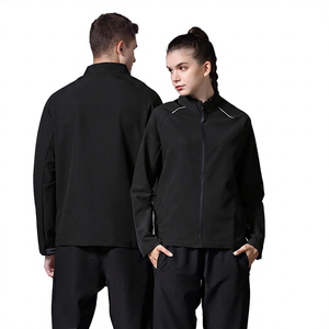 Veste bomber coupe-vent unisexe bleu marine pour homme, logo sur le devant, col montant, fermeture éclair, style sportif, coupe régulière, matière polyester, automne - Product Image 3