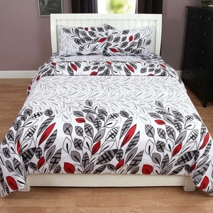 Parure de lit 3 pièces moderne imprimée 100 % coton, double face, 100 fils/cm², unie, écologique, durable, toutes saisons, pour la maison - Product Image 1