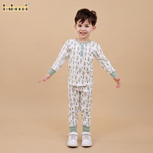 Ensemble de détente pour garçon en coton 100% tricoté Forest Sprig Eco, vêtements pour enfants smockés en gros - BC1418 - Product Image 6