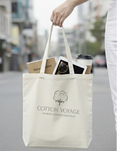 Bolsas de Tela de Algodón Ecológicas al por Mayor con Asas Largas y Logotipo Personalizado Impreso, Bolsas de Compras de Material Sólido - Product Image 1