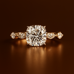 Bague Moissanite VVS taille coussin 8.00x8.00 14K or fiançailles alliance fête IGI certifié femmes en gros - Product Image 6