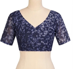 Sari de Georgette con Estampado Geométrico KV para Uso Diario con Blusa Sin Coser - Product Image 6