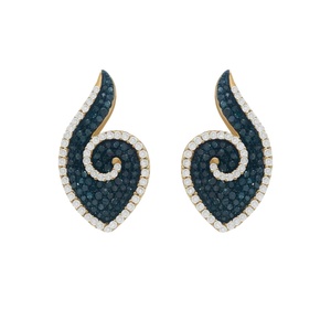 JEWELSPAARK Best Quality 1.53 Ct Round Cut White <b>Blue</b> Natural Diamond Women's <b>Stud</b> <b>Earrings</b> Trendy Style Yellow Gold Plated - Product Image 1