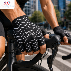 <b>Half</b> Finger Cycling Gloves Chevron Pattern Anti <b>Slip</b> Gel Pad Racing Bike Gloves Wholesale OEM Custom Logo - Product Image 4
