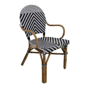 Nouvelle Chaise de Salle à Manger Bistro Moderne Minimaliste, Fauteuil en Rotin Noir et Blanc, Sièges pour Café Français, Restaurant, Mobilier d'Extérieur pour Patio - Product Image 1
