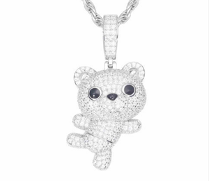 <b>Cute</b> Gold Plated <b>Bear</b> Pendant With Rhinestone Micro Insert Cartoon Design Unisex Fashion Charm For Gift - Product Image 2