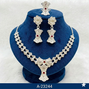 ชุดเครื่องประดับ MOLL JEWELLERS สไตล์อินเดียทันสมัย ชุบทอง 24K ประดับเพชรซิร์คอนรูปดอกไม้ สร้อยคอพร้อมต่างหู สำหรับผู้หญิง เหมาะสำหรับงานหมั้น งานแต่งงาน และงานปาร์ตี้ - Product Image 2