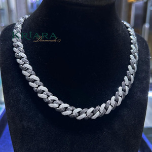 Collar de Cadena de Eslabones de Plata S925 con Baño de Rodio y Moissanita para Hombre, Corte Brillante Redondo, Micro Pavé, Joyería de Destaque para Uso Diario - Product Image 1