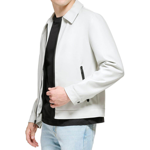 <b>Mens</b> Genuine Leather Work Jacket Relaxed Fit <b>Coat</b> Button Front Shirt Collar <b>Long</b> Sleeve Casual Utility Fashion Outerwear - Product Image 5