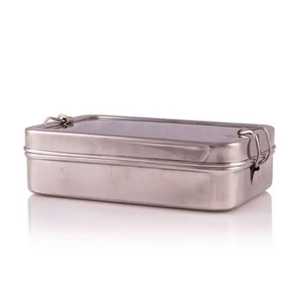 Rectangle >3-Tier Stainless Steel Tiffin <b>Box</b> 3 Compartments Leak Proof Dishwasher Safe <b>Stackable</b> Metal <b>Lunch</b> <b>Box</b> Heavy Duty Food - Product Image 2